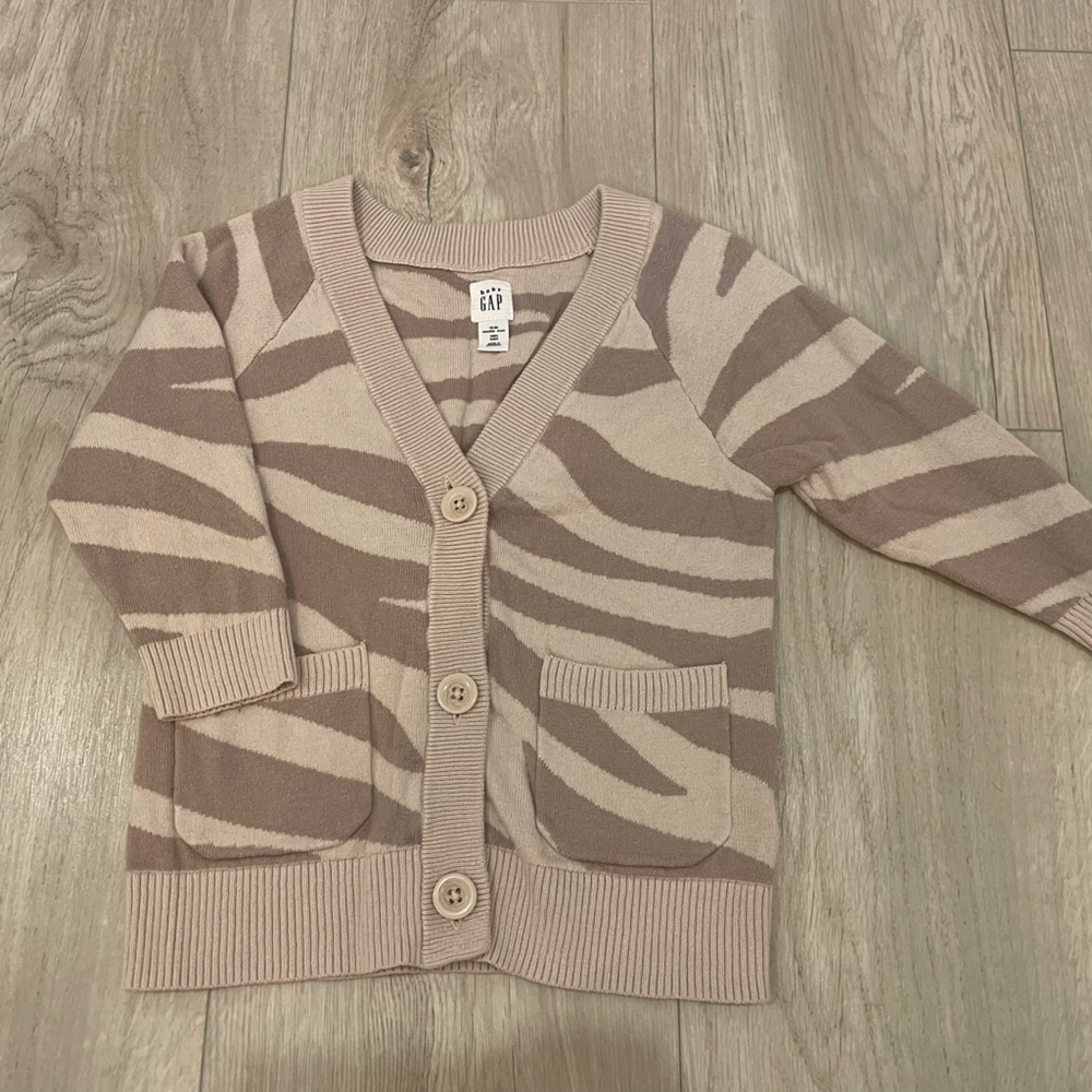 GAP Kids Zebra Print Cardigan - Beige and Cream